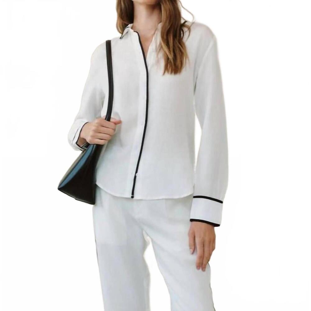 NEW BELLA DAHL contrast trim shirt in off white